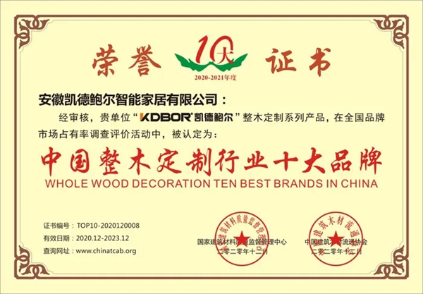 凯德鲍尔智能家居：荣获中国整木定制行业十大品牌，发力智能大家居战略！